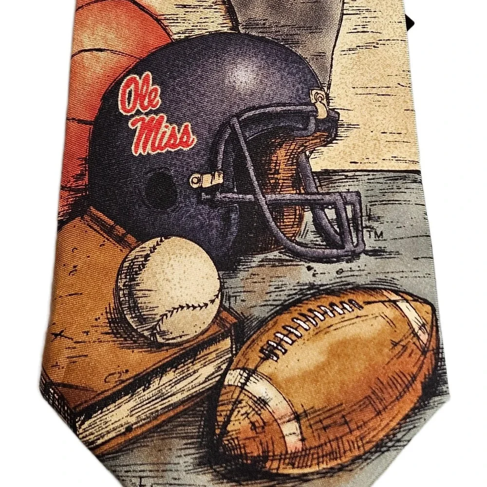 1990's Eagles Wings‎ Vintage NWT Ole Miss Rebels Colonel Reb 100% Silk Necktie